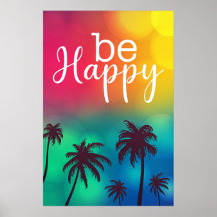 Affiche Soyez heureux Quote amusant d'aquarelle