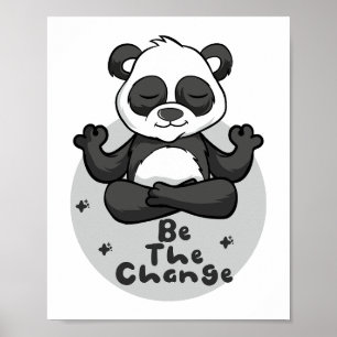 Affiche Soyez Le Changement Kawaii Funny Panda Faire Des P