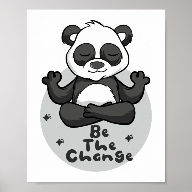 Affiche Soyez Le Changement Kawaii Funny Panda Faire Des P (Devant)