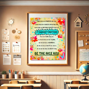 Affiche Soyez le gentil enfant Floral classe Inspirivity