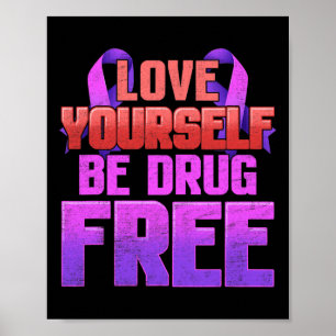 Affiche Soyez Sans Drogue Aimez-Vous Ruban Violet