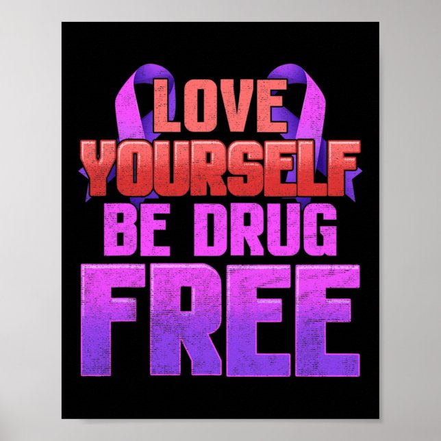 Affiche Soyez Sans Drogue Aimez-Vous Ruban Violet  (Devant)