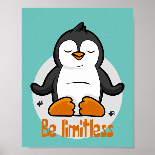Affiche Soyez Sans Limite Kawaii Drôle Pingouin Faire Des  (Devant)