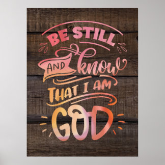 Affiche Soyez toujours et sachez que je suis Dieu Bible ch