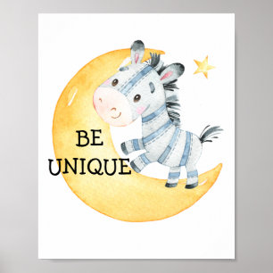 Affiche Soyez unique Zebra Citation Nursery Imprimer Poste