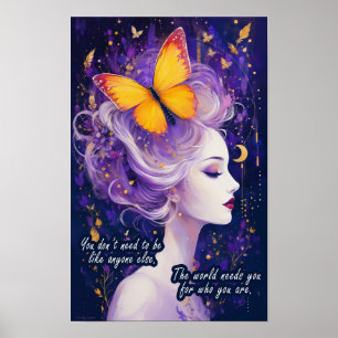 Affiche Soyez vous-même Papillon Femme Art Inspirant