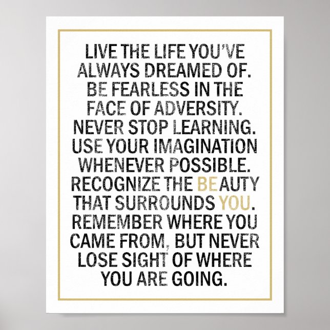 Affiche Soyez vous, soyez sans peur, vivez la vie Inspirat (Devant)