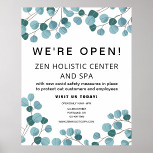 Affiche Spa d'affaires réouverture Turquoise Black Botaniq