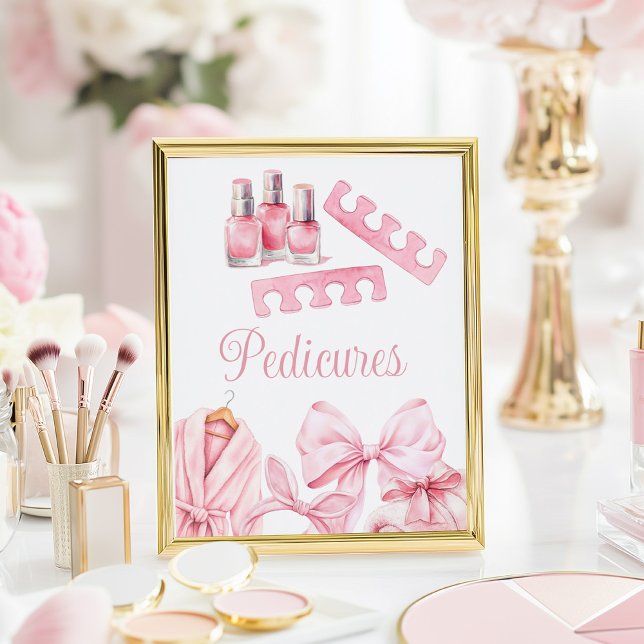 Affiche Spa Party Pink Birthday Pedicure Sign (Créateur téléchargé)