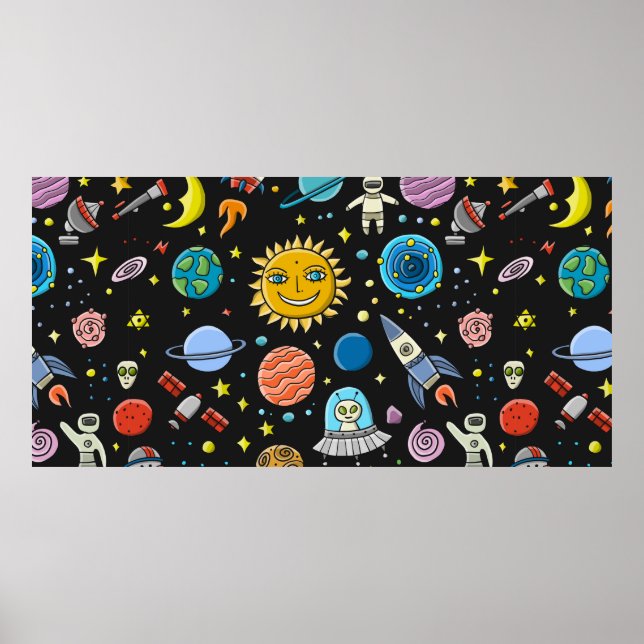 Affiche Space Background. Planets of the solar system. Roc (Devant)