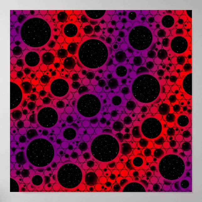 Affiche Space Bubble Spots - Purple/Red (Devant)