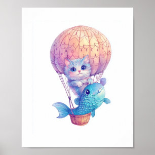 Affiche Space Cat Dreams - Funny Vaporwave Galaxy Kitty Ki