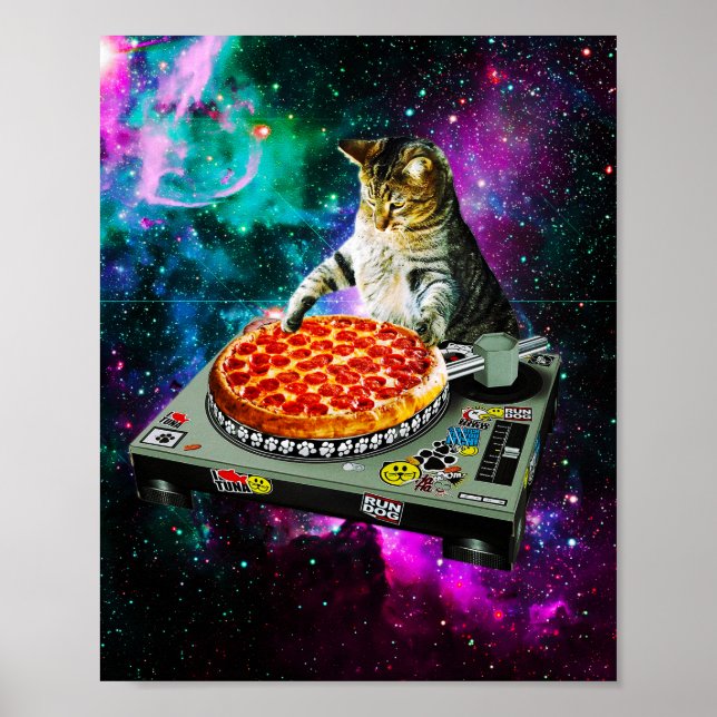 Affiche Space dj chat pizza (Devant)