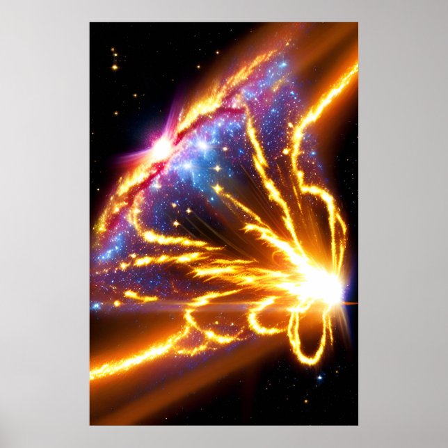 Affiche Space Fire Stars Electric Galaxy Night Sky (Devant)