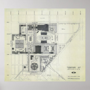 Affiche Space Needle Aerial Concept Drawing 2