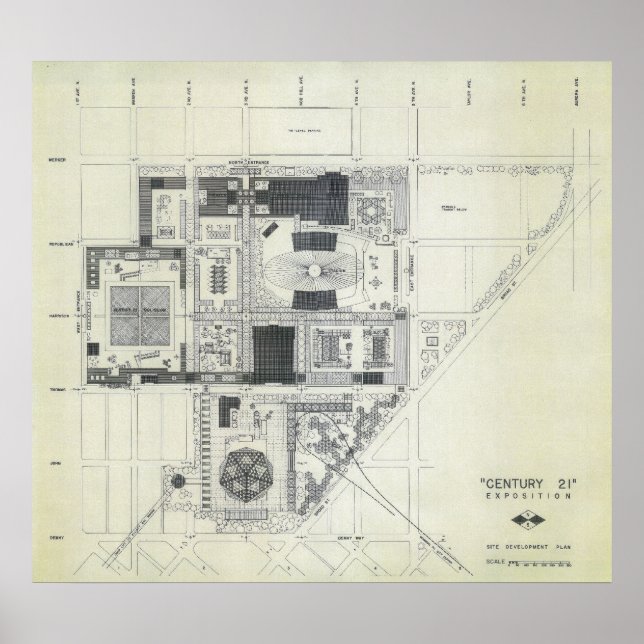 Affiche Space Needle Aerial Concept Drawing 2 (Devant)