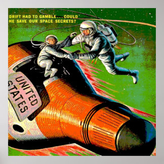 Affiche Space Sci Fi Comédie Livre astronaute Monkey Vinta