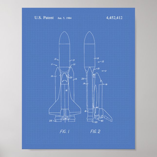 Affiche Space Shuttle 1977 Patent Art - Blueprint (Devant)
