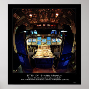Affiche Space Shuttle Atlantis "cockpit en verre"