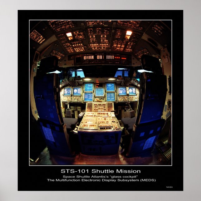Affiche Space Shuttle Atlantis "cockpit en verre" (Devant)
