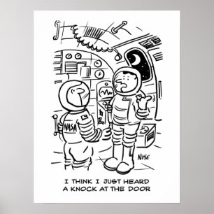 Affiche Spacemen on Spaceship Hear Knock at Door