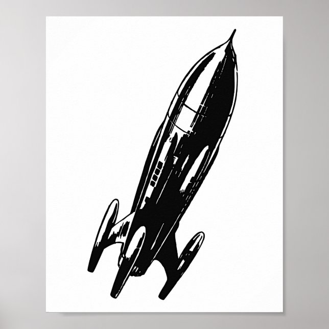 Affiche Spaceship drawing, vintage illustration. (Devant)