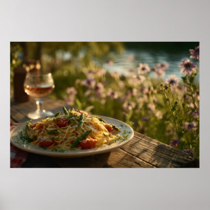 Affiche Spaghetti avec Asperges Conseils d'une Riverbank