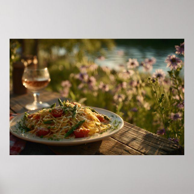 Affiche Spaghetti avec Asperges Conseils d'une Riverbank (Devant)
