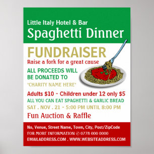Affiche Spaghetti Dinner Fundraiser Event