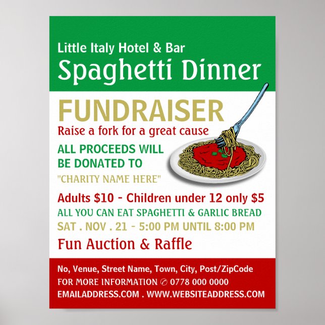 Affiche Spaghetti Dinner Fundraiser Event (Devant)