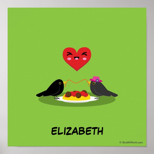 Affiche Spaghetti Meatballs Date romantique | Ajouter Votr (Devant)