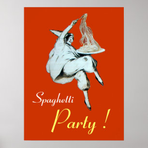 Affiche SPAGHETTI PARTY, CUISINE ITALIENNE, orange