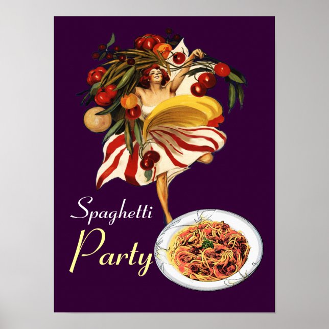AFFICHE SPAGHETTI PARTY DANCE, CUISINE ITALIENNE ET TOMATE (Devant)