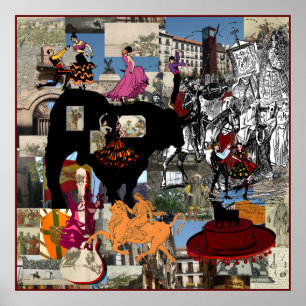 Affiche Spain collage Spanish culture gifts