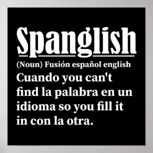 Affiche Spanglish Funny Définition Espagnol Anglais