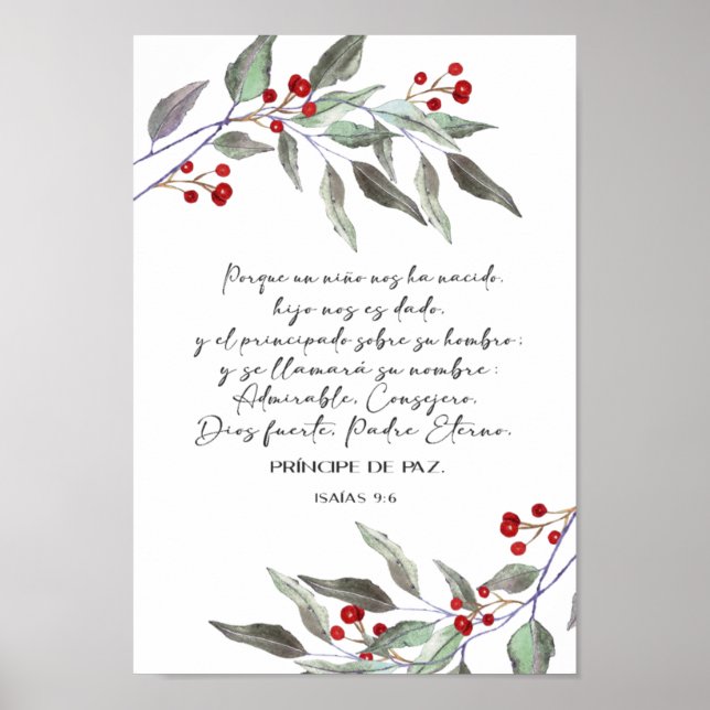 Affiche Spanish bible verse Isaias 9 6 (Devant)