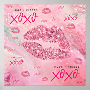 Affiche Sparkle Kisses Love Valentines Cadeau Pour Elle