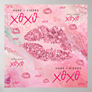 Affiche Sparkle Kisses Love Valentines Don Pour Elle