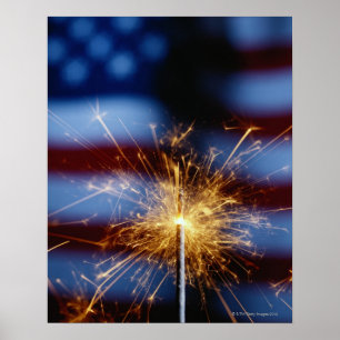 Affiche Sparkler avec drapeau américain