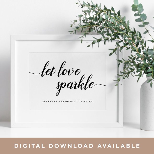 Affiche Sparkler Mariage noir et blanc Sendoff (Créateur téléchargé)