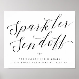 Affiche Sparkler Sendoff Élégant Mariage de calligraphie