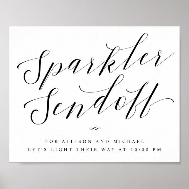 Affiche Sparkler Sendoff Élégant Mariage de calligraphie (Devant)