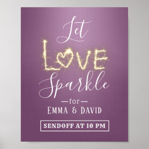 Affiche Sparkler violet moderne Envoi du signal Mariage