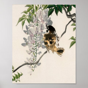 Affiche Sparrow on a branch by Kono Bairei