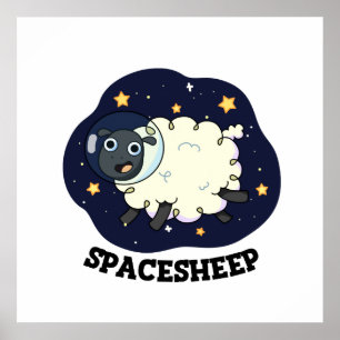 Affiche Spatial Sheep Drôle Astronaut Sheep Pun