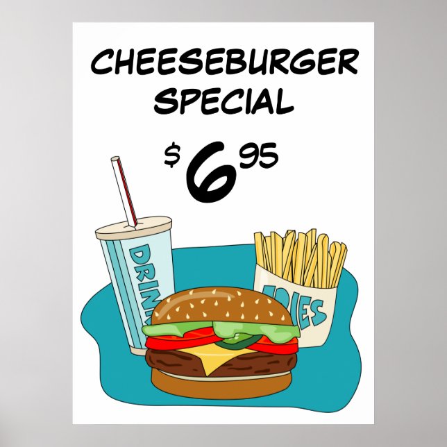 Affiche Spécial cheeseburger et frites (Devant)