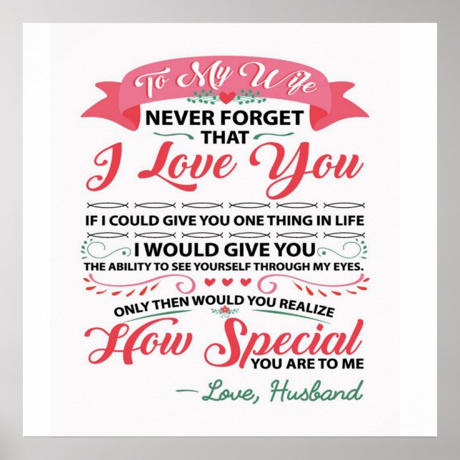 Affiche Special Quotes To My Wife | Venin pour femmes | (Devant)