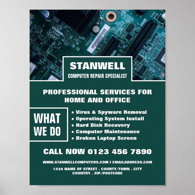 Affiche Spécialiste de la réparation d'ordinateurs de la c (Devant)