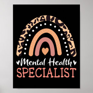 Affiche Spécialiste en santé mentale Leopard Rainbow