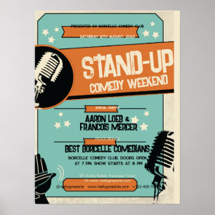 Affiche Spectacle de comédie stand-up rétro vintage grunge